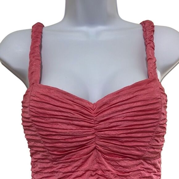 Skinwear Pink Ruched Texture Bodycon Mini Dress Size 10 Party Cocktail Sexy Date - Picture 3 of 11